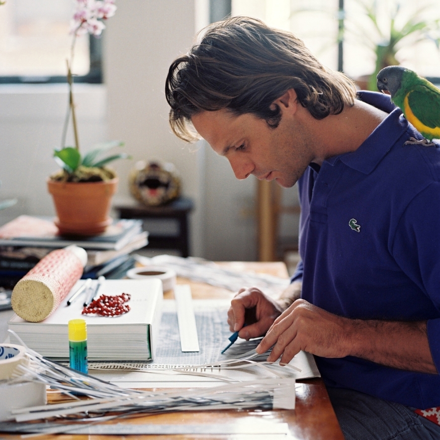 Fernando Bengoechea working with photographic strips