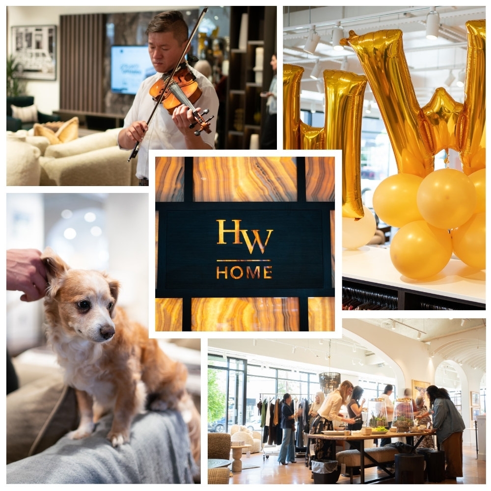 Grand opening daytime collage featuring live violin music, community and guests