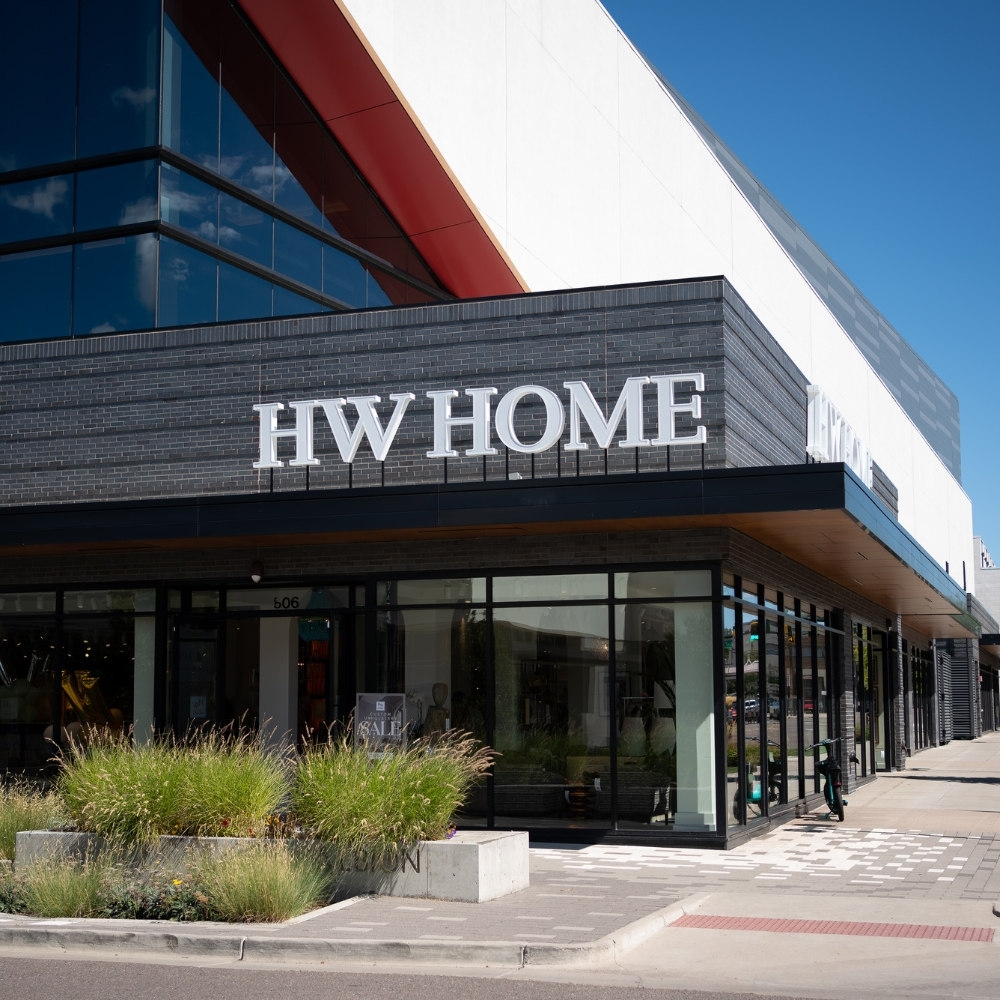 Exterior of the HW Home flagship storefront at 9+CO in Denver