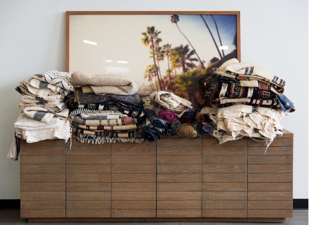 A colorful collection of upholstery fabric samples at HW Home